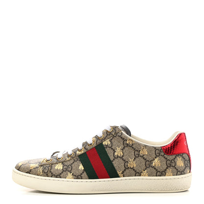 Gucci GG Supreme Monogram Bees Ayers Web Womens Ace Sneakers 42 Beige Oro Green Red 1 of 13