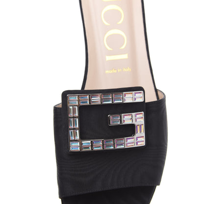 Gucci Moire Fabric Crystal Square G Madelyn Slide Sandals 40 Black 9 of 10
