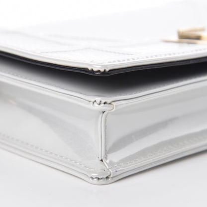 Christian Dior Patent Micro-Cannage Diorama Wallet on Chain Pouch White 11 of 16