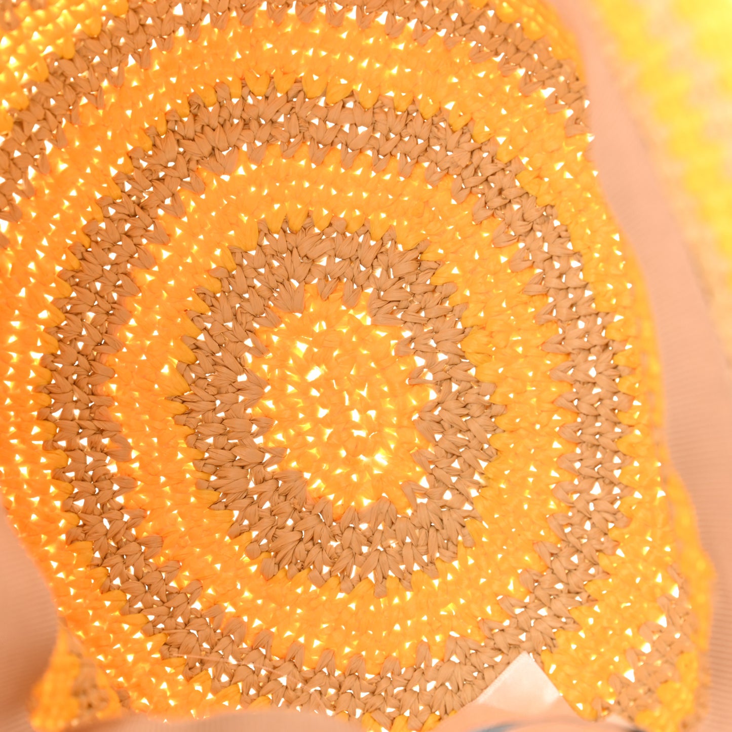 Raffia Striped Logo Embroidered Womens Bucket Hat S Naturale Giallo