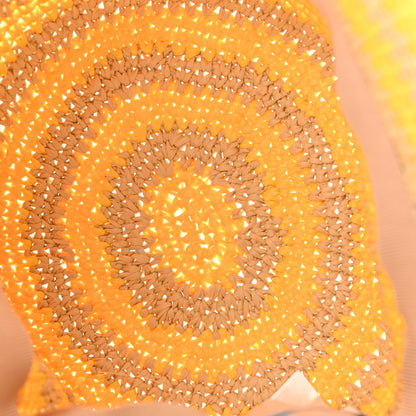 Prada Raffia Striped Logo Embroidered Womens Bucket Hat S Naturale Giallo 7 of 9