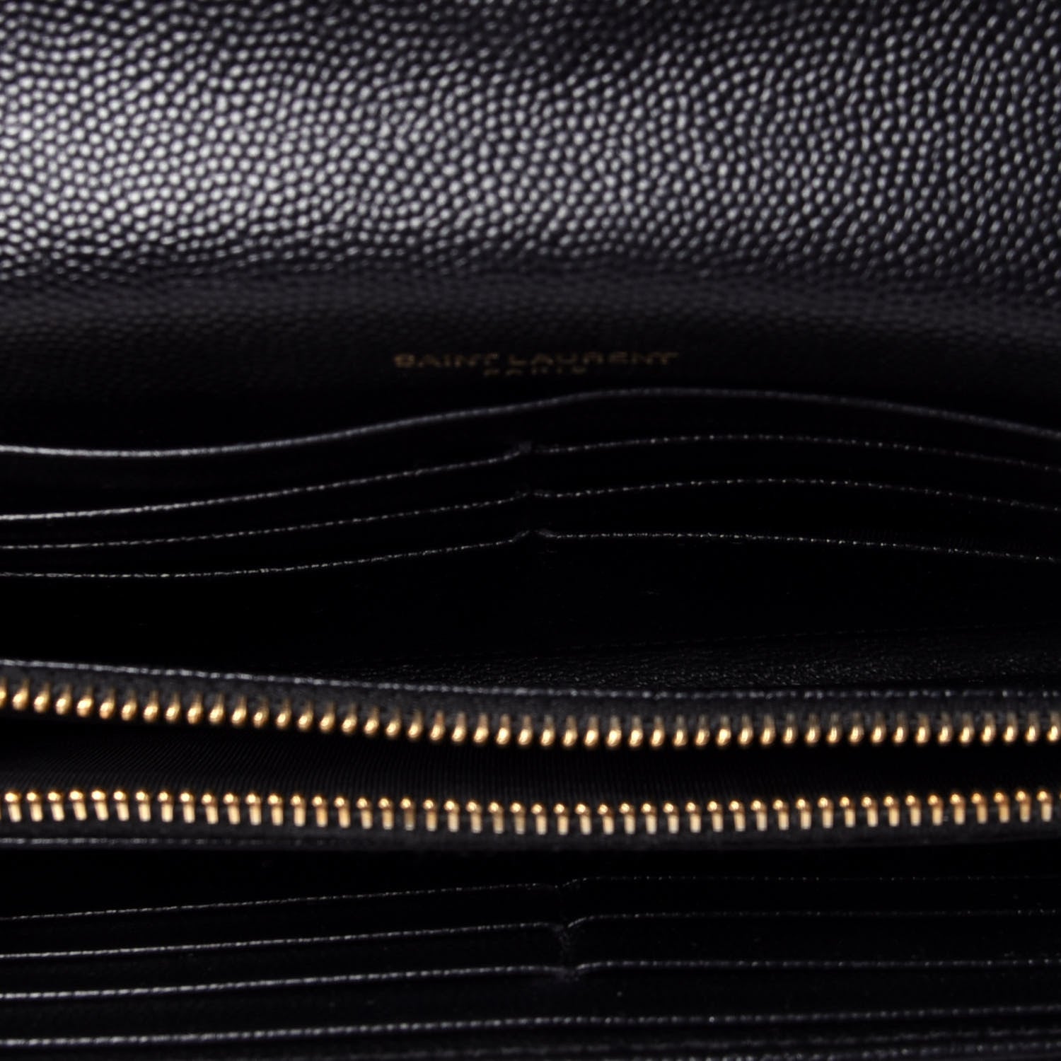 Saint Laurent Grain De Poudre Matelasse Chevron Monogram Flap Wallet Black 5 of 12