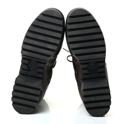 Louis Vuitton Suede Calfskin Monogram Laureate Platform Desert Boots 39 Black 5 of 9