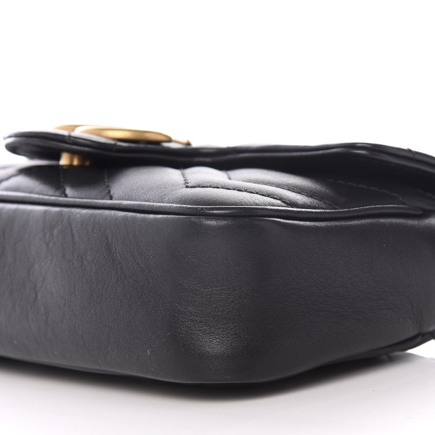 Calfskin Matelasse Super Mini GG Marmont Shoulder Bag Black