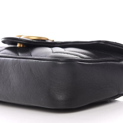 Gucci Calfskin Matelasse Super Mini GG Marmont Shoulder Bag Black 8 of 9