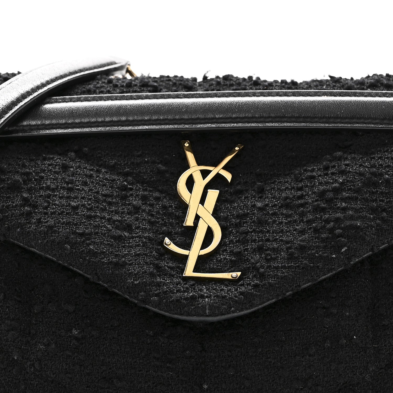 Saint Laurent Boucle Tweed Quilted Small Loulou Puffer Monogram Chain Satchel Black 8 of 10