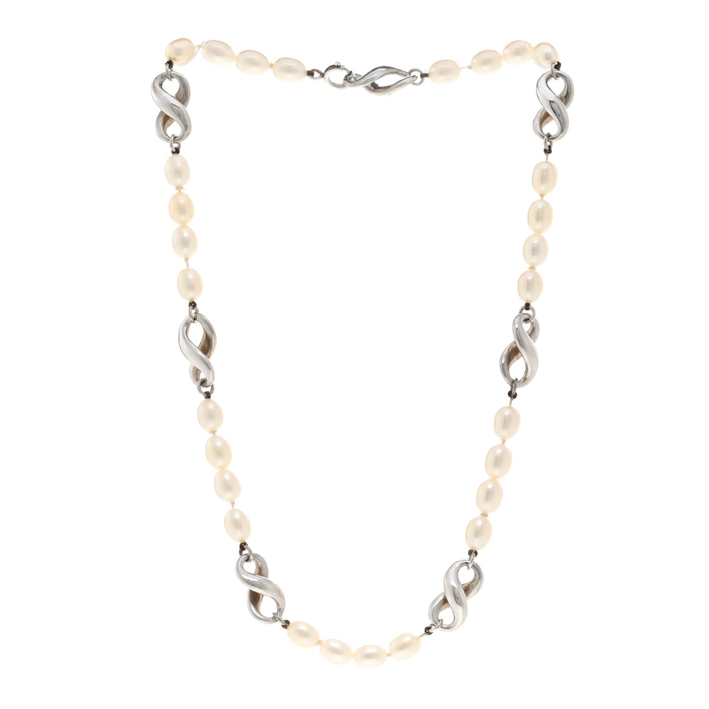 Sterling Silver Pearl Infinity Necklace