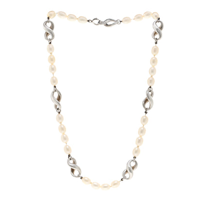 Tiffany Sterling Silver Pearl Infinity Necklace 3 of 4