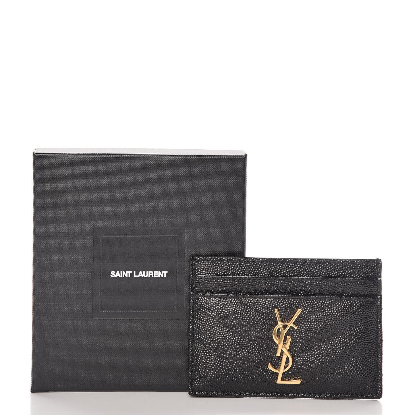 Grain De Poudre Matelasse Chevron Monogram Credit Card Case Black