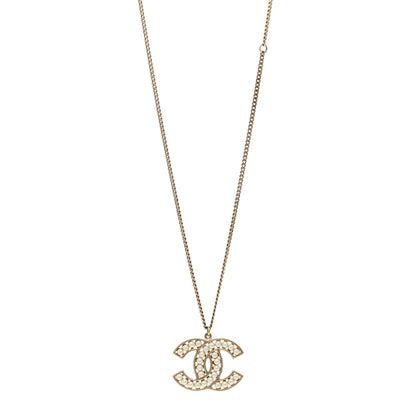 Chanel Pearl CC Pendant Necklace Gold 1 of 6