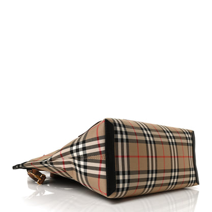 Burberry Calfskin House Check Medium Society Top Handle Bag Archive Beige Black 4 of 12