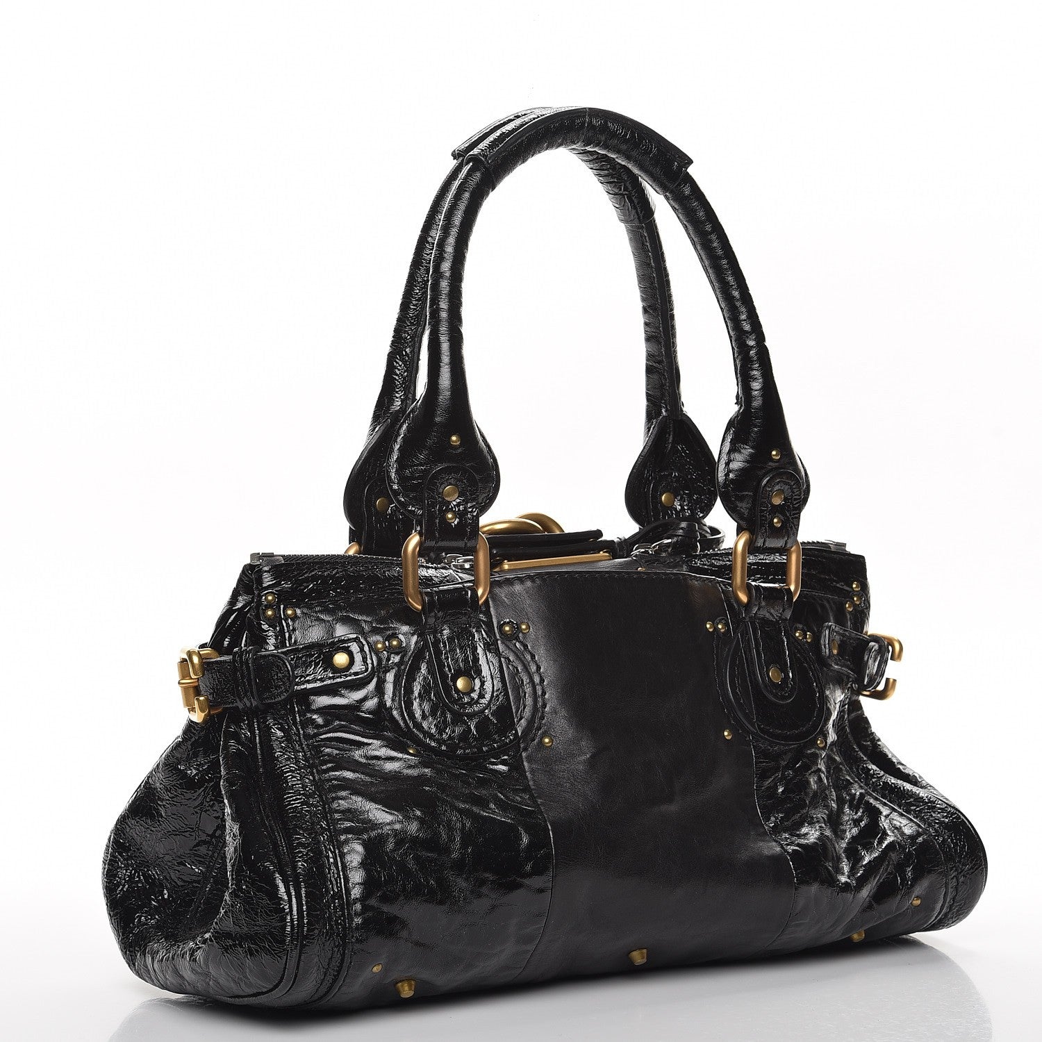 Chloe Patent Lambskin Medium Paddington Satchel Black 3 of 7