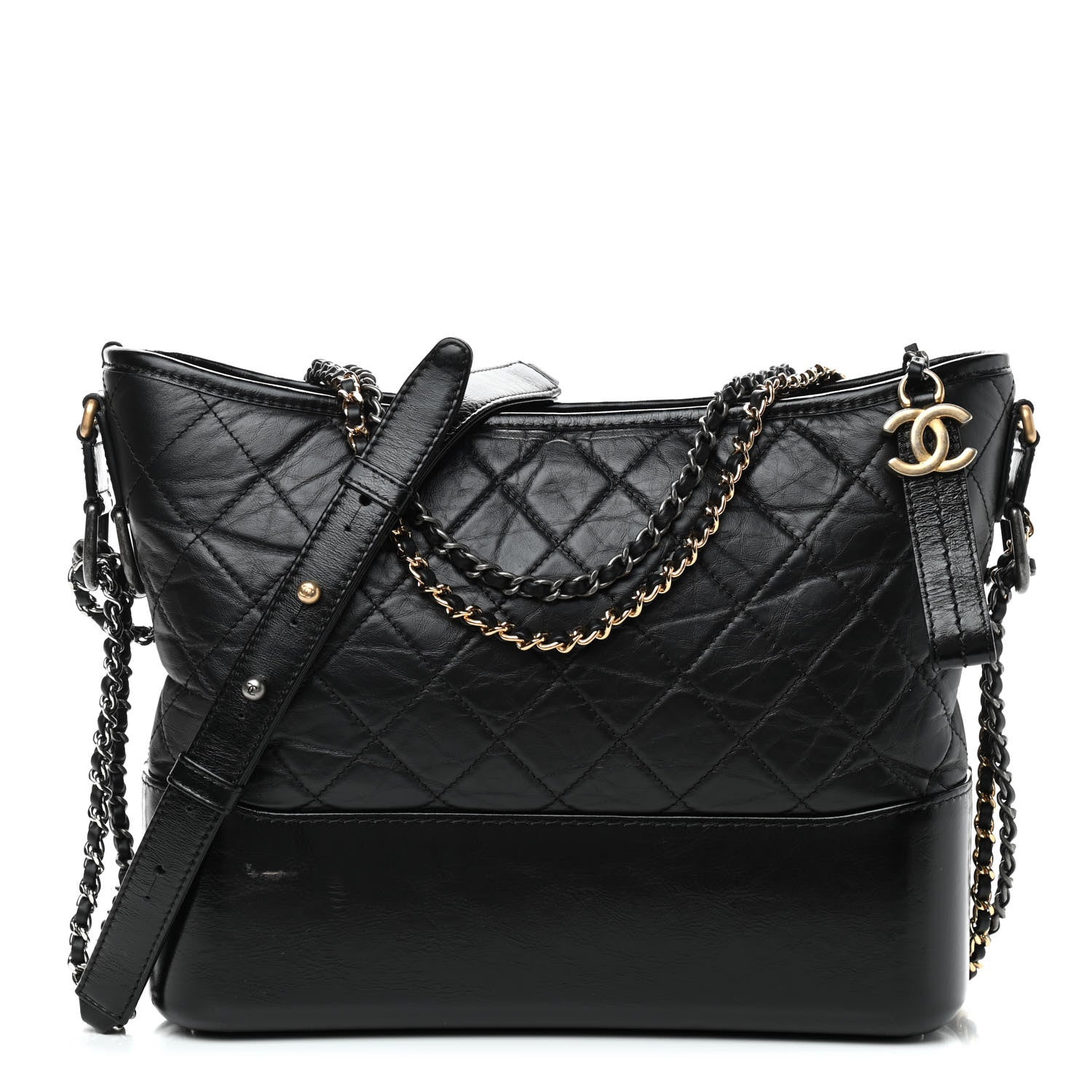 Chanel Aged Calfskin Quilted Medium Gabrielle Hobo Black 1 of 10
