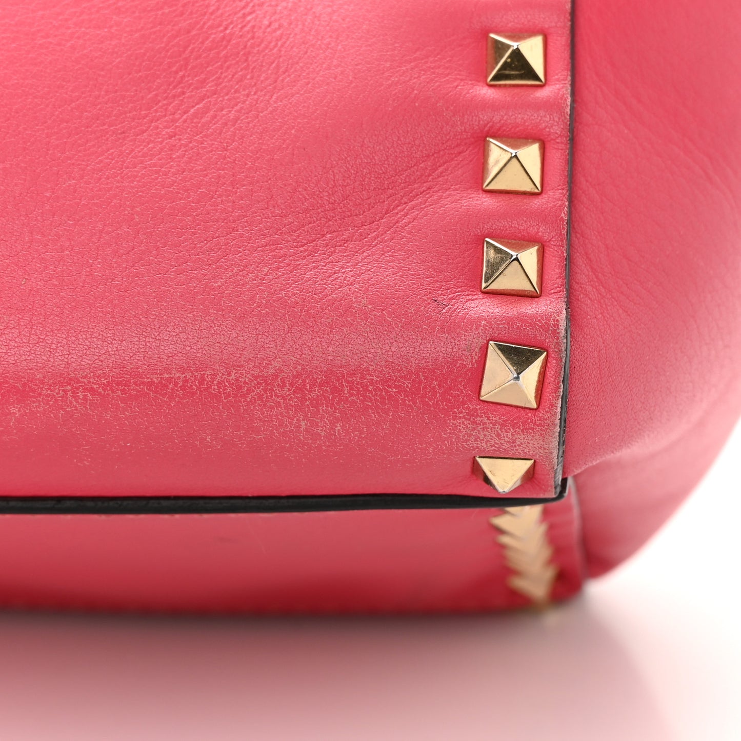 Vitello Small Rockstud Double Handle Tote Framboise
