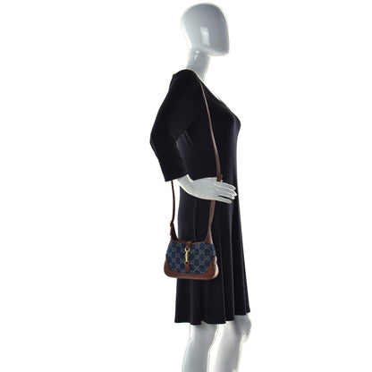 Gucci New Denim GG Monogram Calfskin Mini Jackie 1961 Hobo Blue Tea Cuir 2 of 9