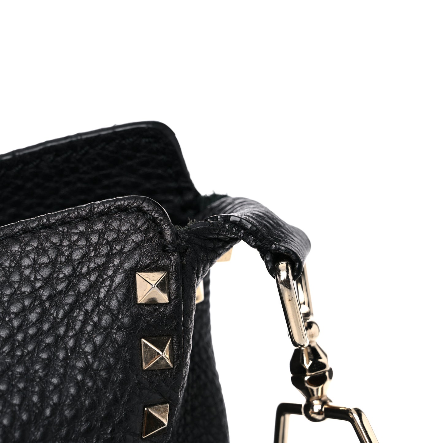 Pebbled Calfskin Large Rockstud Flip-Lock Messenger Bag Black