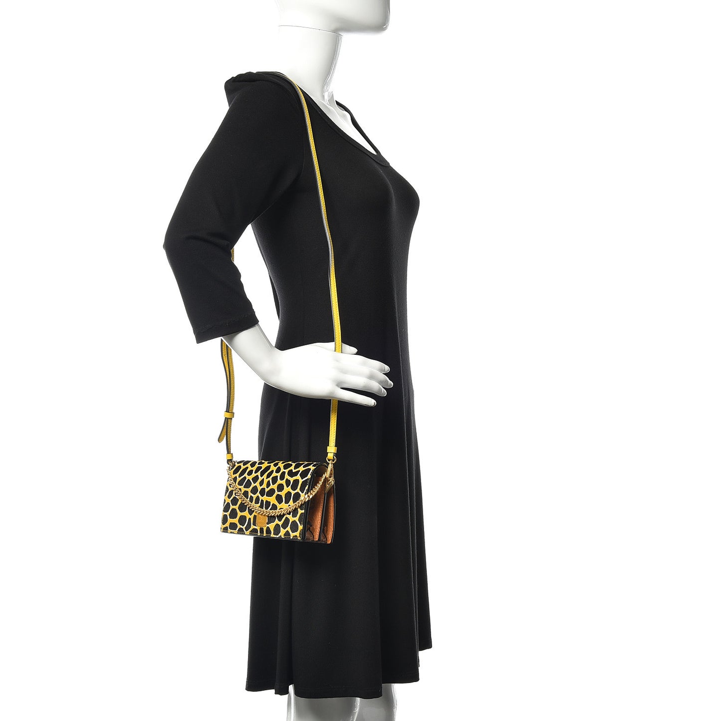 Visetos Calf Hair Giraffe Print Cross Body Yellow