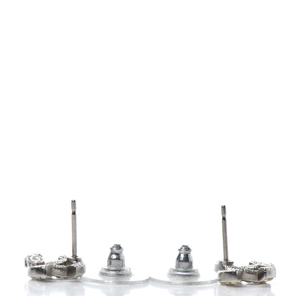 Chanel Crystal Mini Timeless CC Earrings Silver 3 of 5
