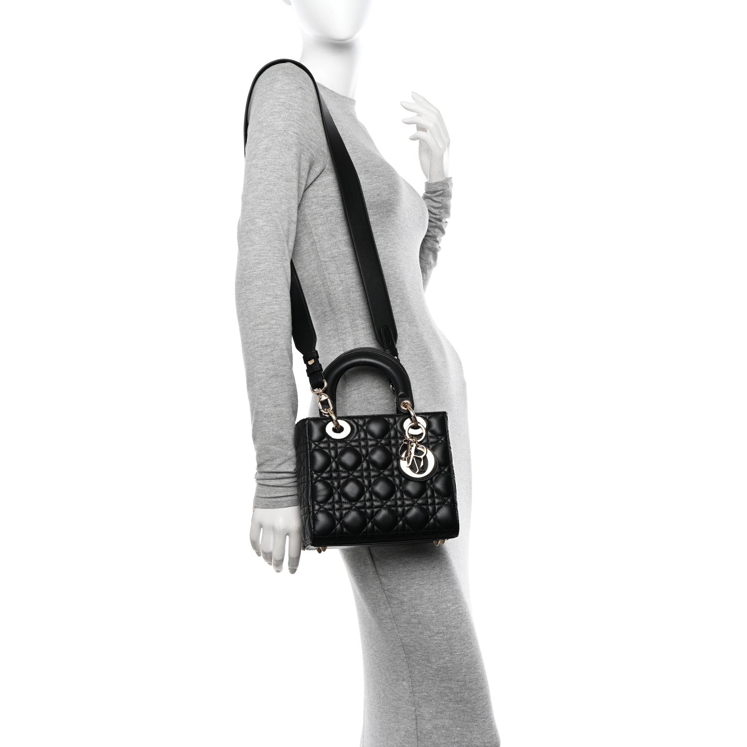 Christian Dior Lambskin Cannage Small My ABCDior Lady Dior Black 2 of 12