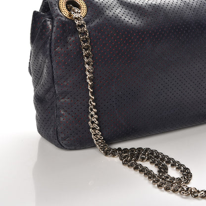 Chanel Calfskin Perforated Large Drill Flap Navy Blue 9 of 10