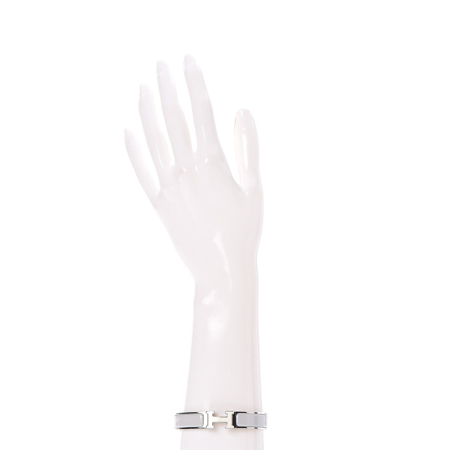 Enamel Narrow Clic Clac H Bracelet GM Blanc Gris Claire