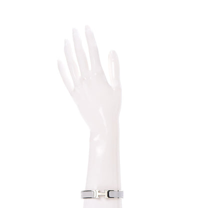 Hermes Enamel Narrow Clic Clac H Bracelet GM Blanc Gris Claire 2 of 5