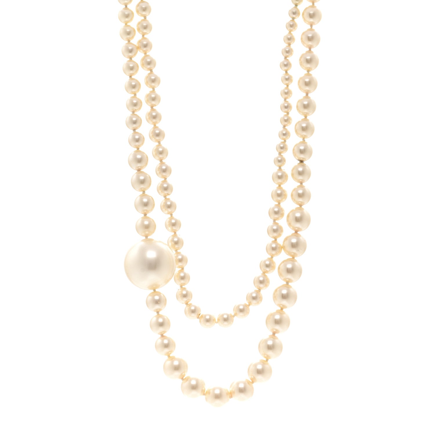 Chanel Graduated Pearl CC Long Necklace Gold 1 of 5