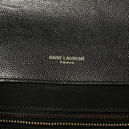 Saint Laurent Grain De Poudre Textured Mixed Matelasse Large Triquilt Monogram Satchel Black 7 of 11
