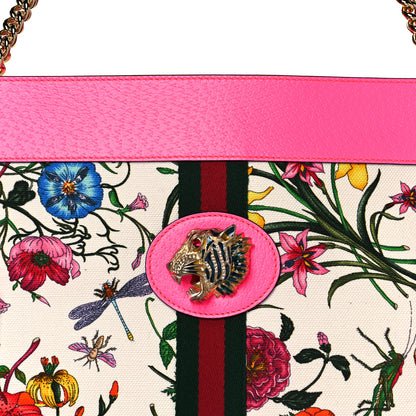 Gucci Canvas Flora Large Rajah Chain Tote White Multicolor Fuxia Fluo 8 of 11
