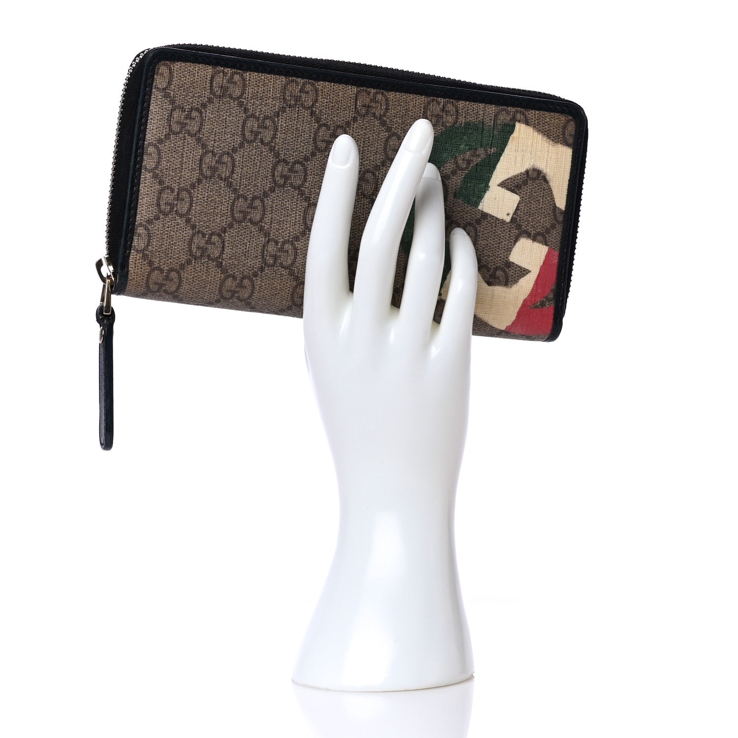 Gucci GG Plus Monogram Italy Flag Zip Around Wallet Green 2 of 11