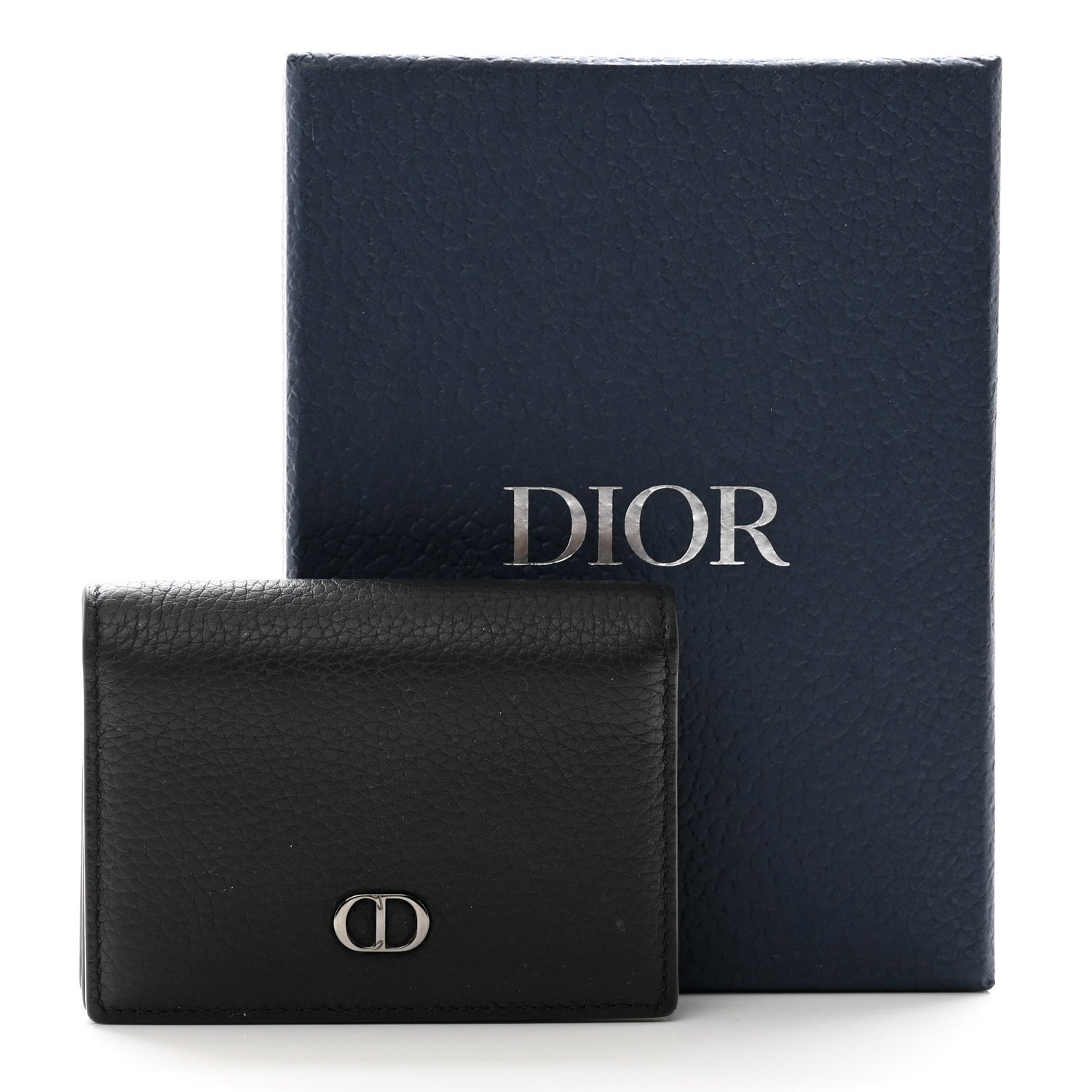 Christian Dior Grained Calfskin CD Icon Wallet Black 8 of 8