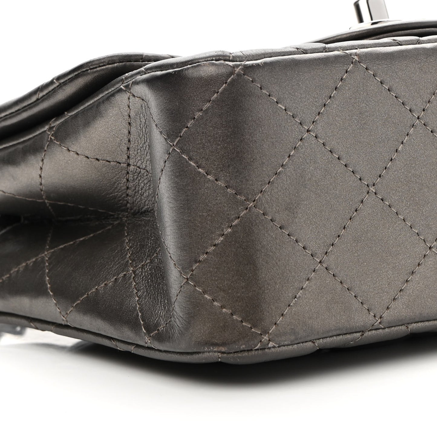 Metallic Calfskin Quilted Mini Square Flap Bronze