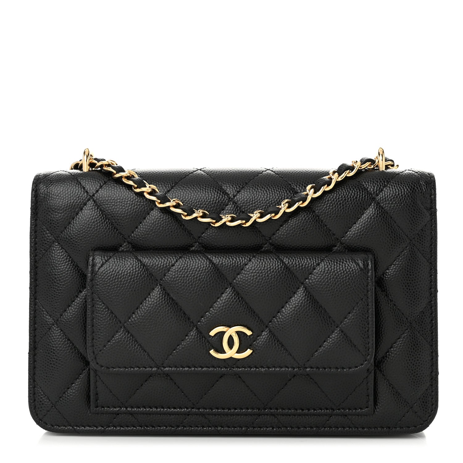 Chanel Caviar Quilted Pocket Clutch With Chain WOC Black 1 of 13