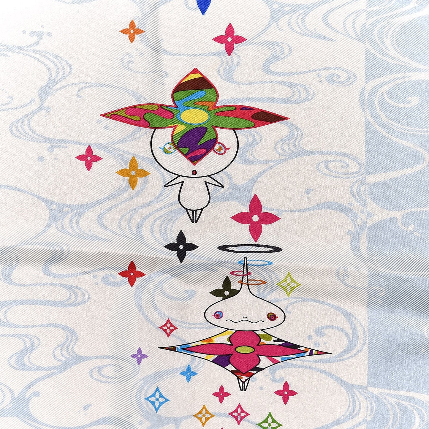 Silk Murakami Multicolor Panda Waves Scarf