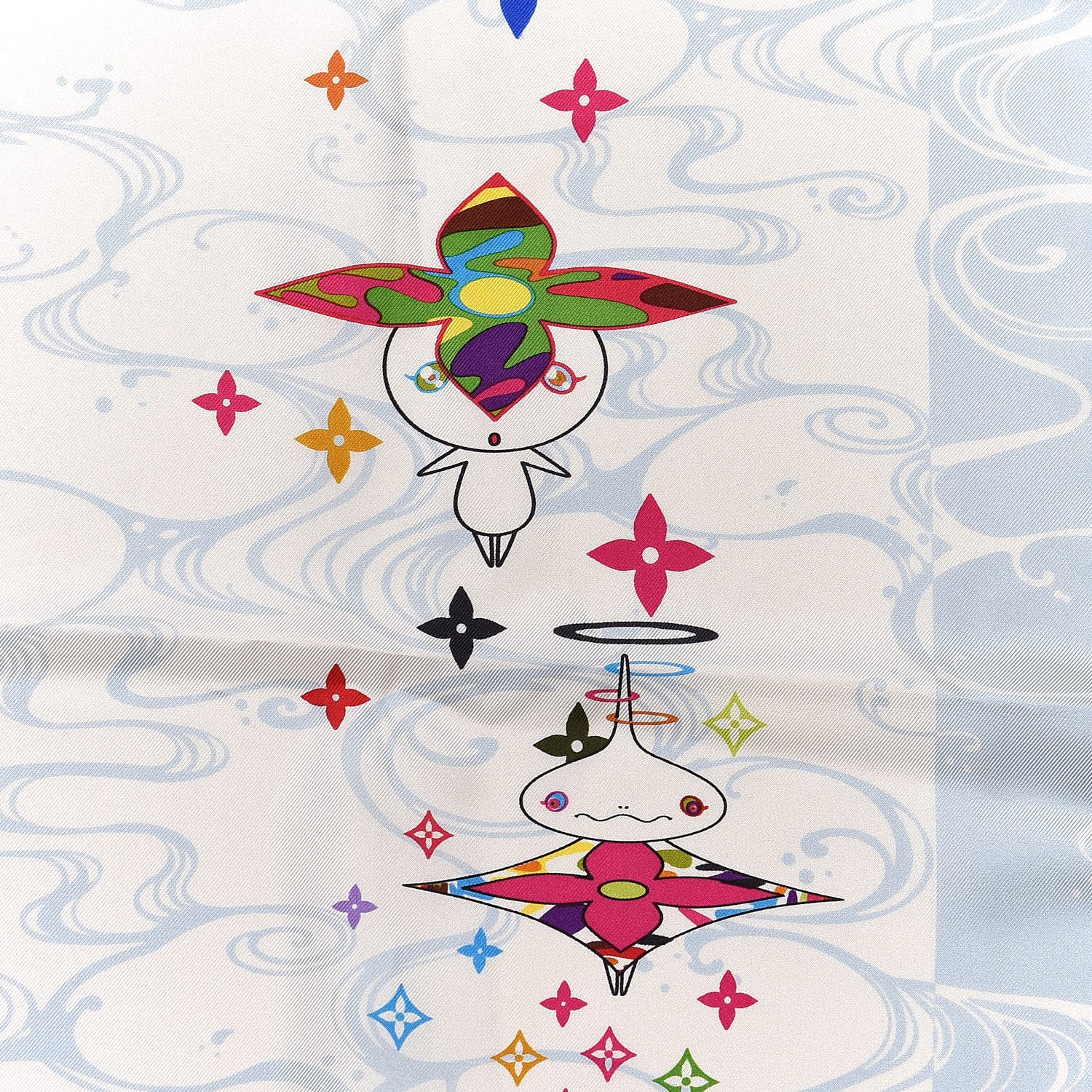Louis Vuitton Silk Murakami Multicolor Panda Waves Scarf 4 of 6