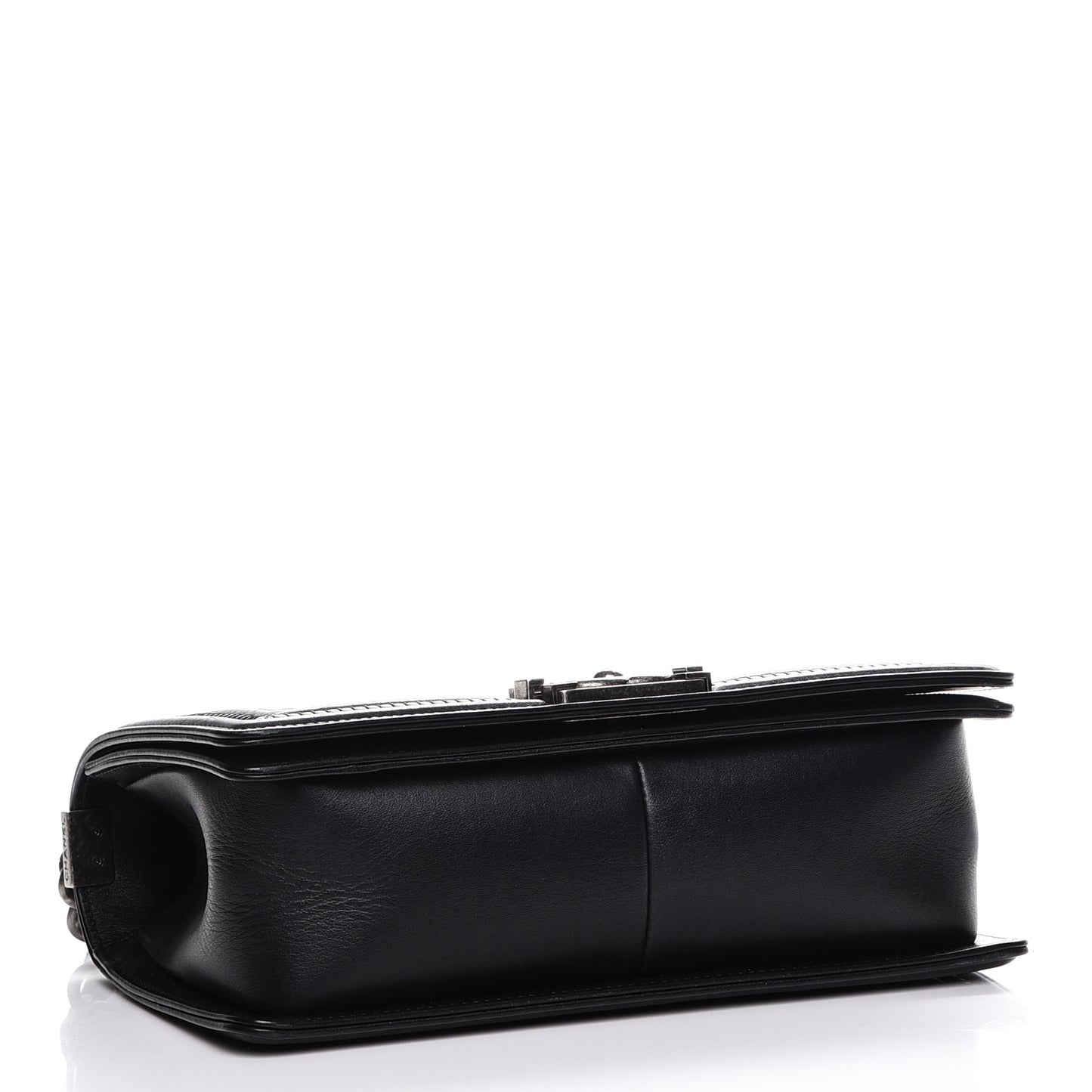 Calfskin Woven Medium Boy Flap Black White