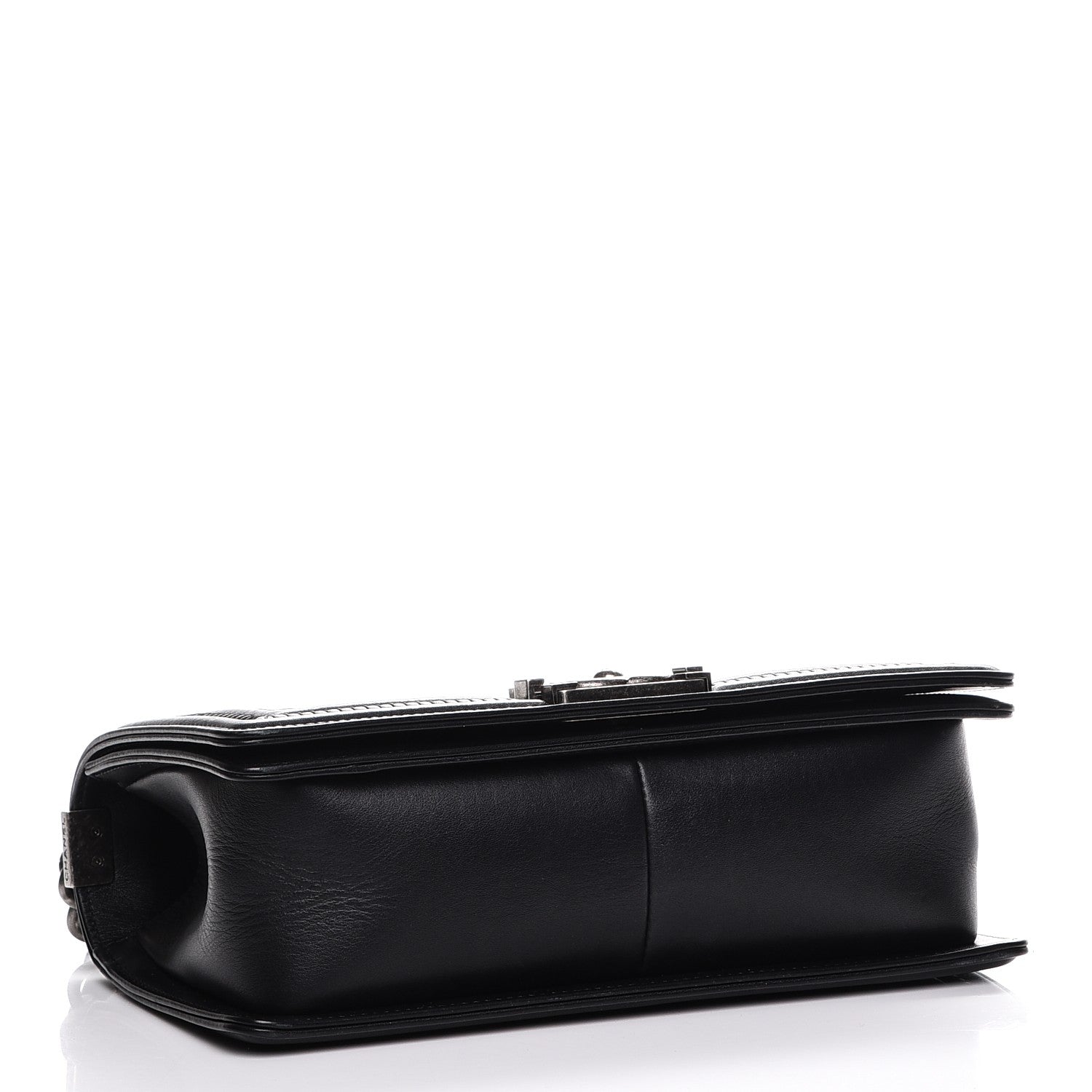 Chanel Calfskin Woven Medium Boy Flap Black White 4 of 7