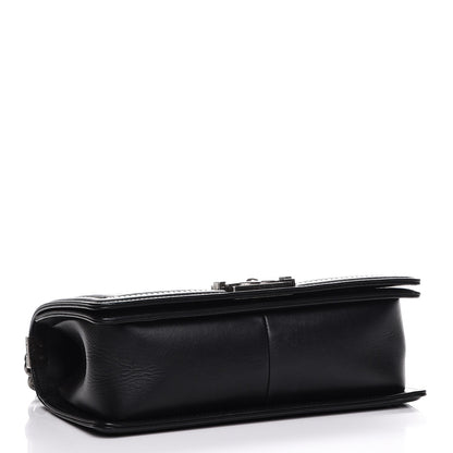 Chanel Calfskin Woven Medium Boy Flap Black White 4 of 7