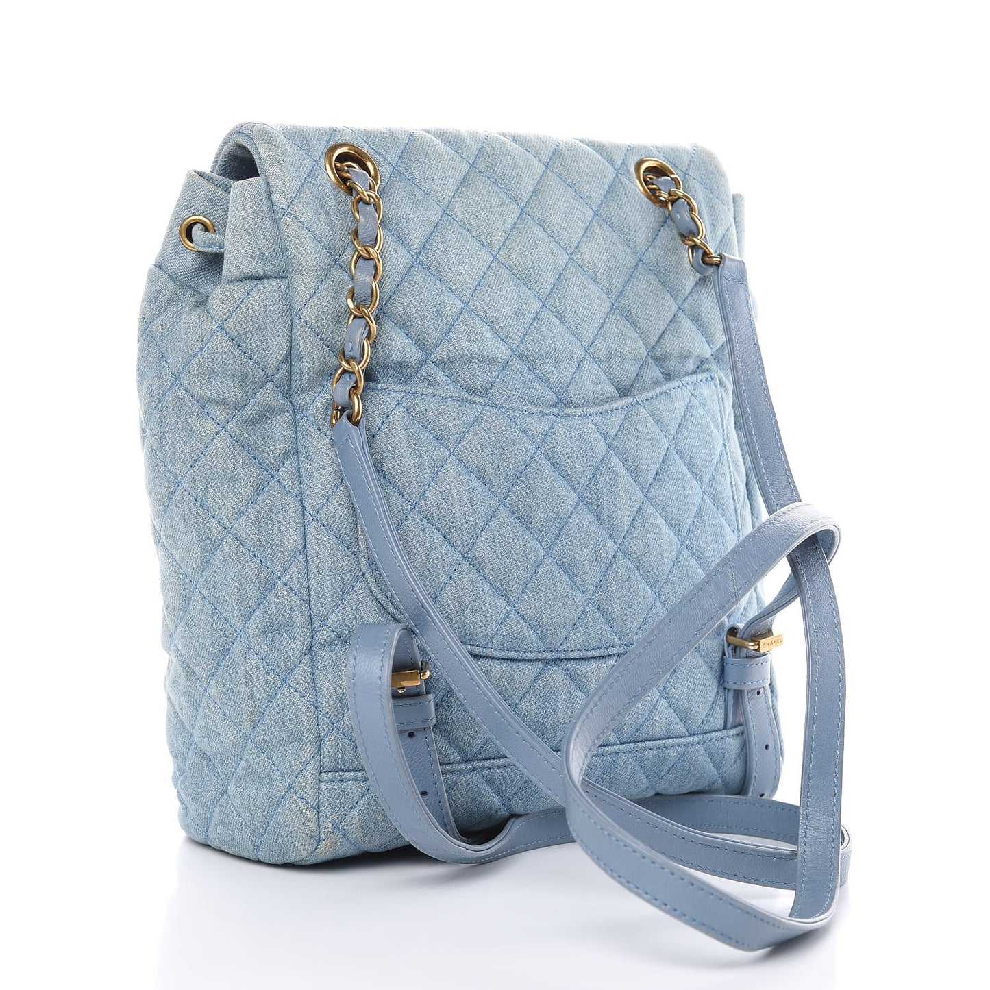 Washed Denim Quilted Small Urban Spirit Backpack Light Blue