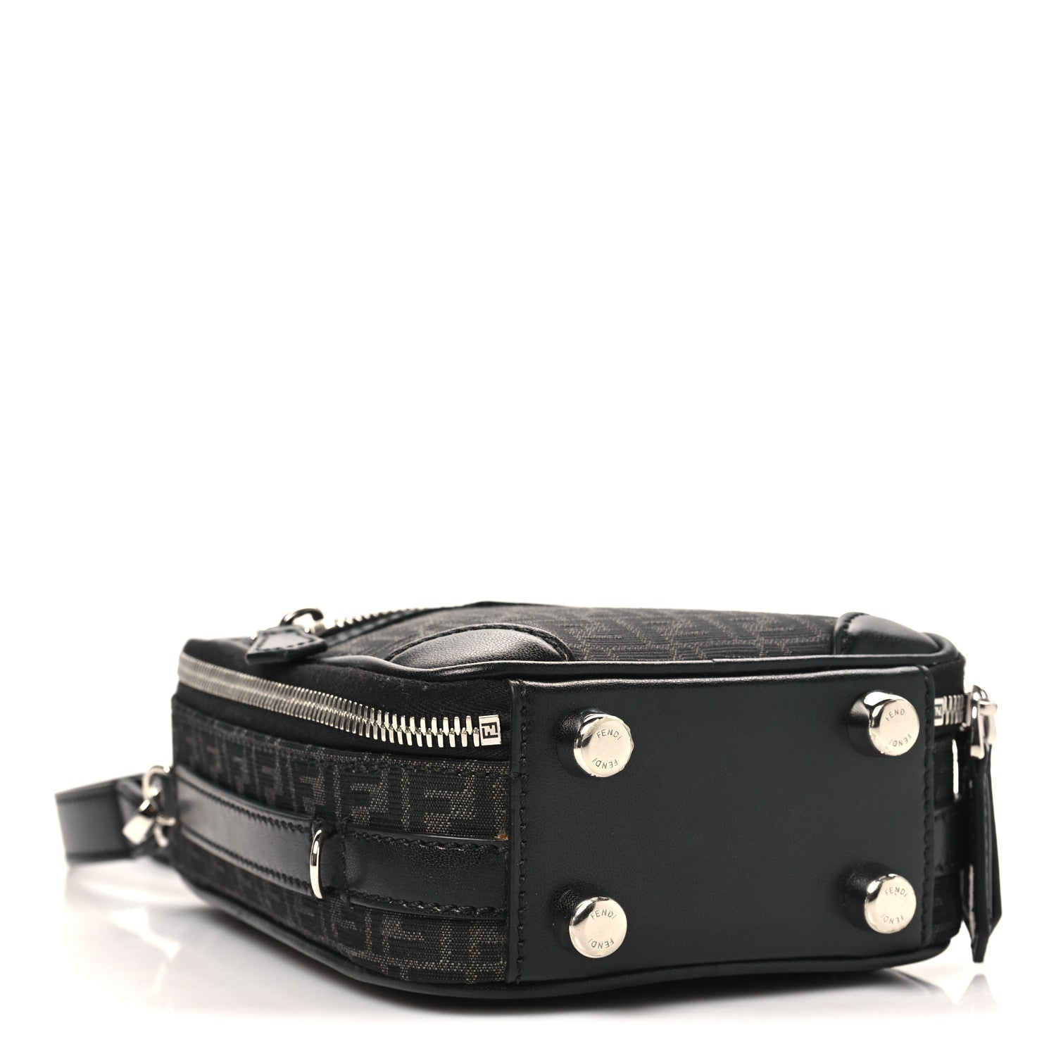 Fendi Recycled Fabric Jacquard Vitello Astro Micro FF Mini Trolley Bag Asfalto Black 4 of 9