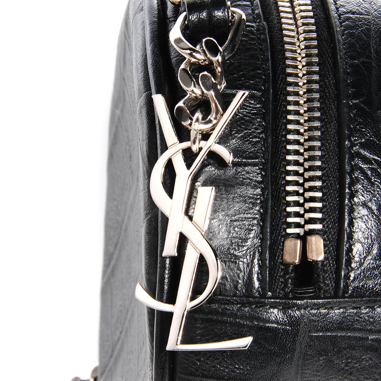 Bubble Croc-Effect Leather Small Crossbody Black