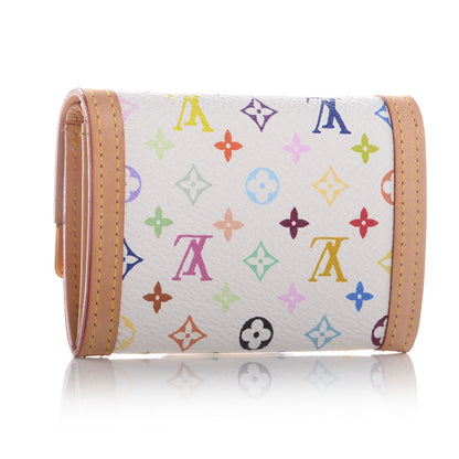 Louis Vuitton Monogram Multicolor Porte-Monnaie Plat Coin Purse White 3 of 7