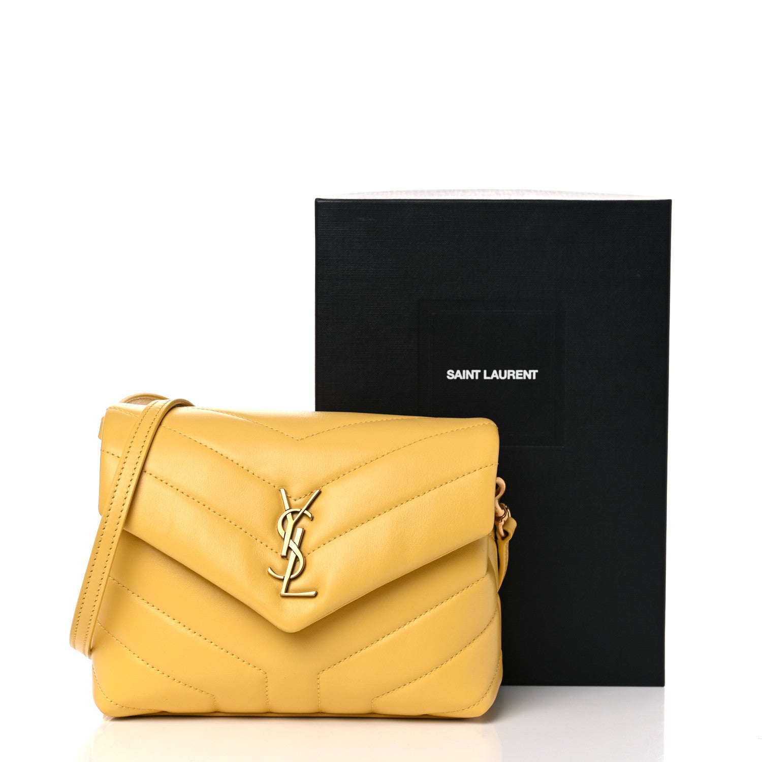 Saint Laurent Calfskin Y Quilted Monogram Toy Loulou Crossbody Bag Sunflower 11 of 11