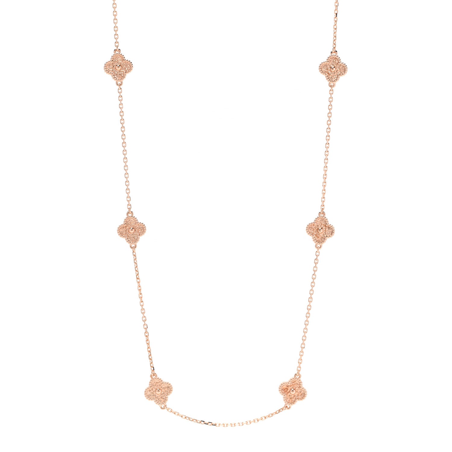 Van Cleef & Arpels 18K Rose Gold 16 Motifs Sweet Alhambra Necklace 1 of 4