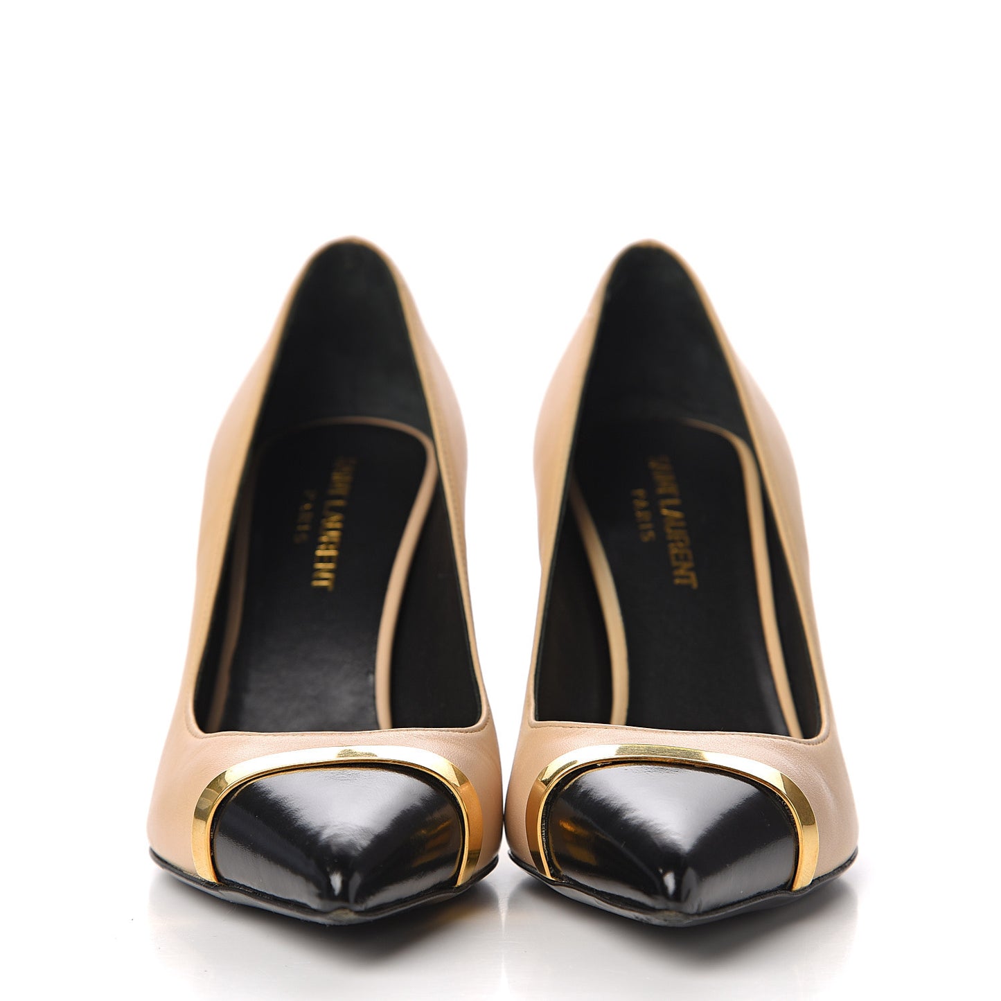 Mat Glossy Nappa Cap Toe Paris 105 Pumps 37 Nude Powder Black