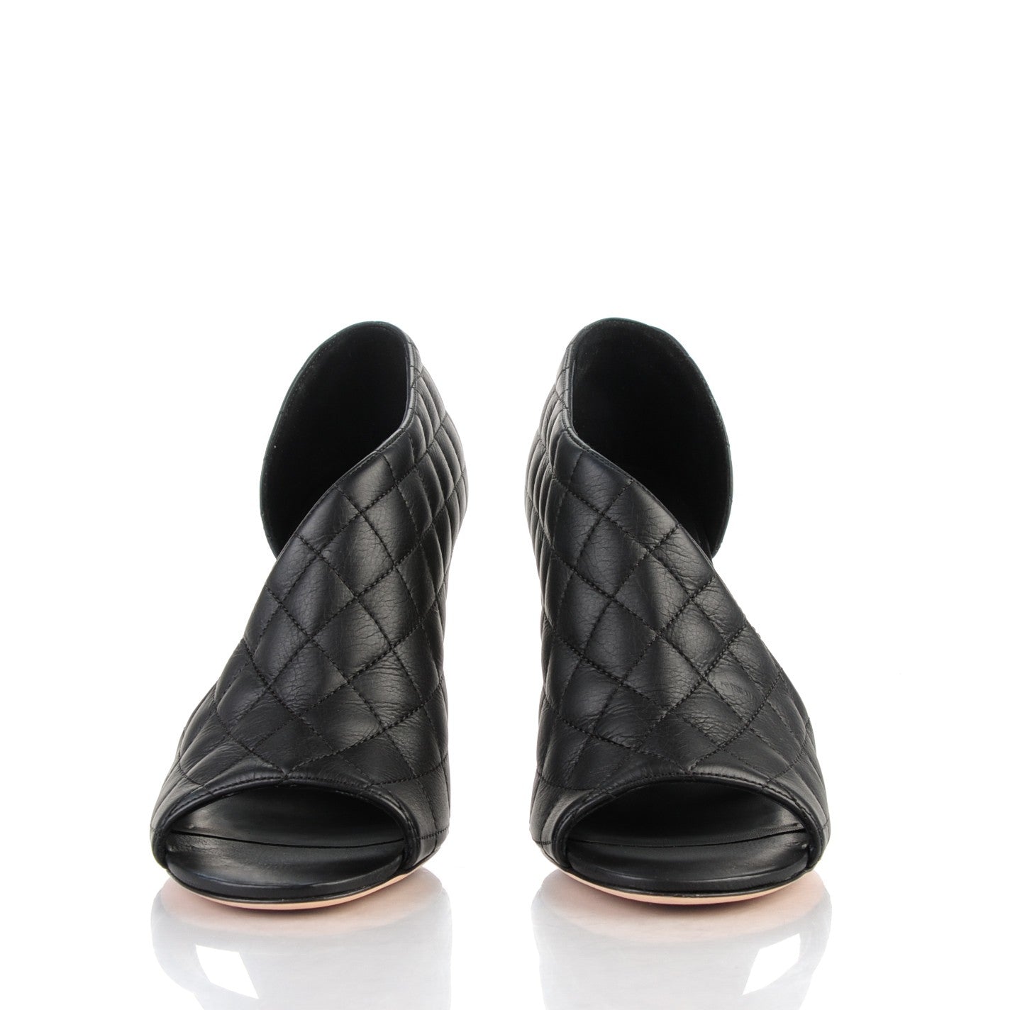 Chanel Calfskin Quilted Peep Toe Pumps 39 Black 2 of 9
