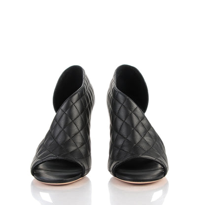Chanel Calfskin Quilted Peep Toe Pumps 39 Black 2 of 9