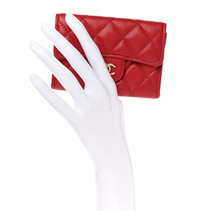 Chanel Caviar Quilted Flap Card Holder Wallet Red 2 of 9