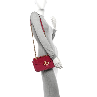 Gucci Velvet Matelasse Small GG Marmont Shoulder Bag Light Raspberry Rose 3 of 10