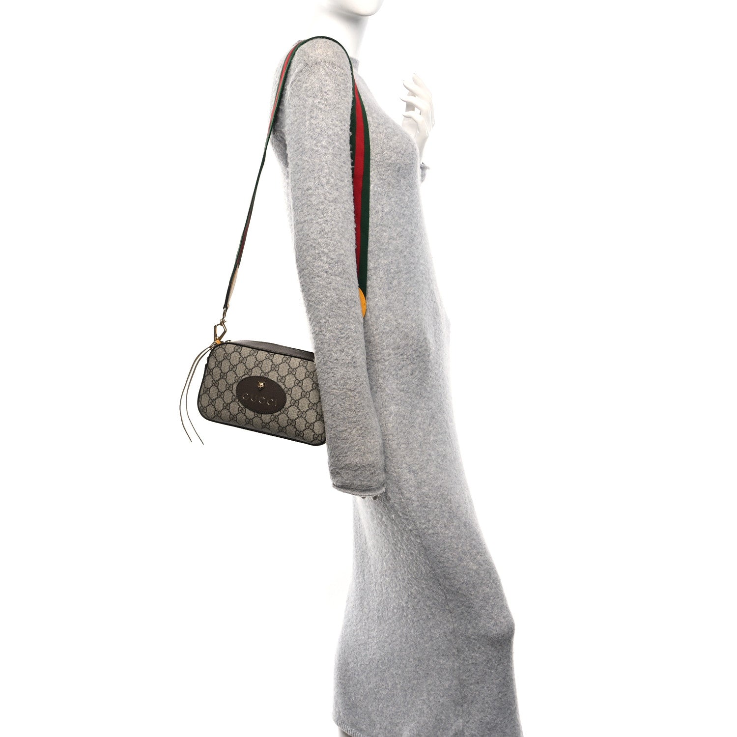 Gucci GG Supreme Monogram Web Neo Vintage Shoulder Bag Beige New Acero Crop 2 of 11